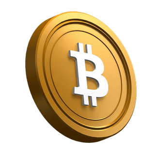Pièce Bitcoin (BTC) présentée en diagonale dans le design de la section hero