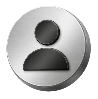Pictogramme ornemental représentant un avatar utilisateur 3D de couleur argentée, situé sur la page FAQ